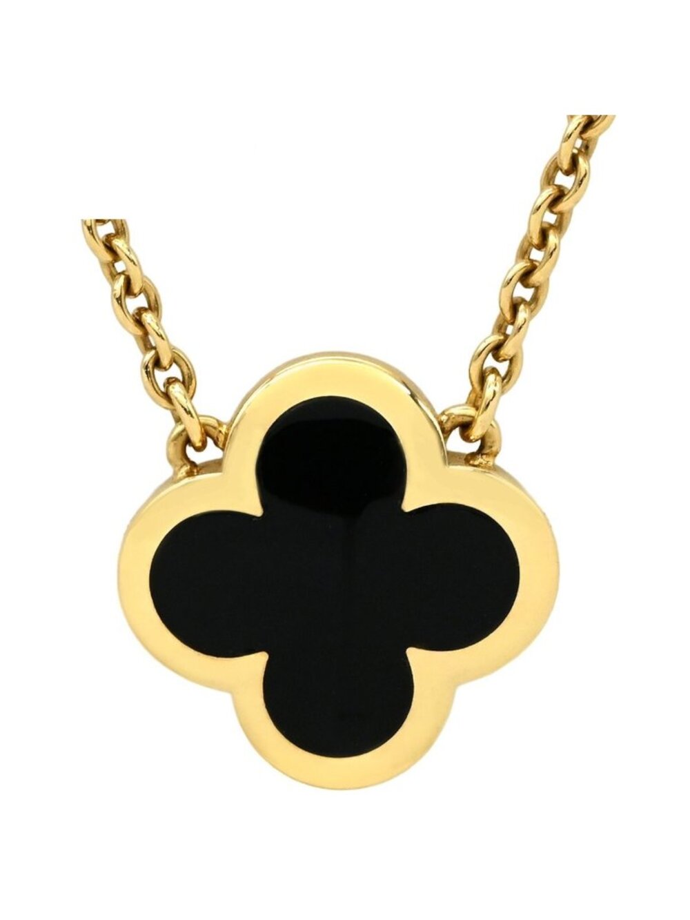 Van Cleef & Arpels Necklace Alhambra Black Yellow Gold 18